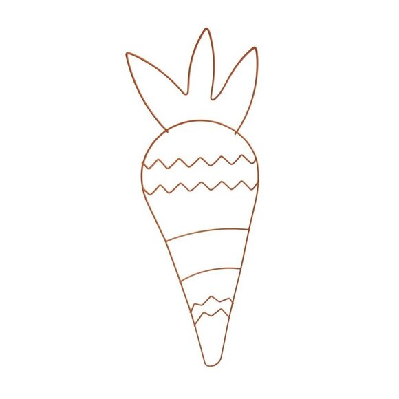 Orange Metal Carrot-Shaped Wire Wreath Frame Wall Decor With Zigzag Pattern - Picture 1 of 9